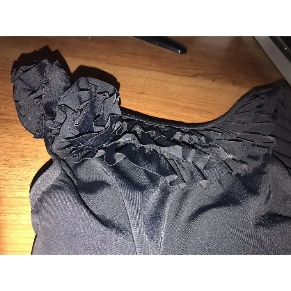 Capezio Little Stars Rosette Ruffled Dance Leotard Child MC BLACK MEDIUM 6X/7‎